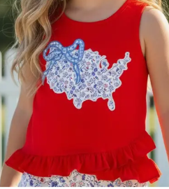 USA Floral Applique Tank Top