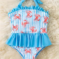 Ruffle Crab striped 1 piece swimsuit